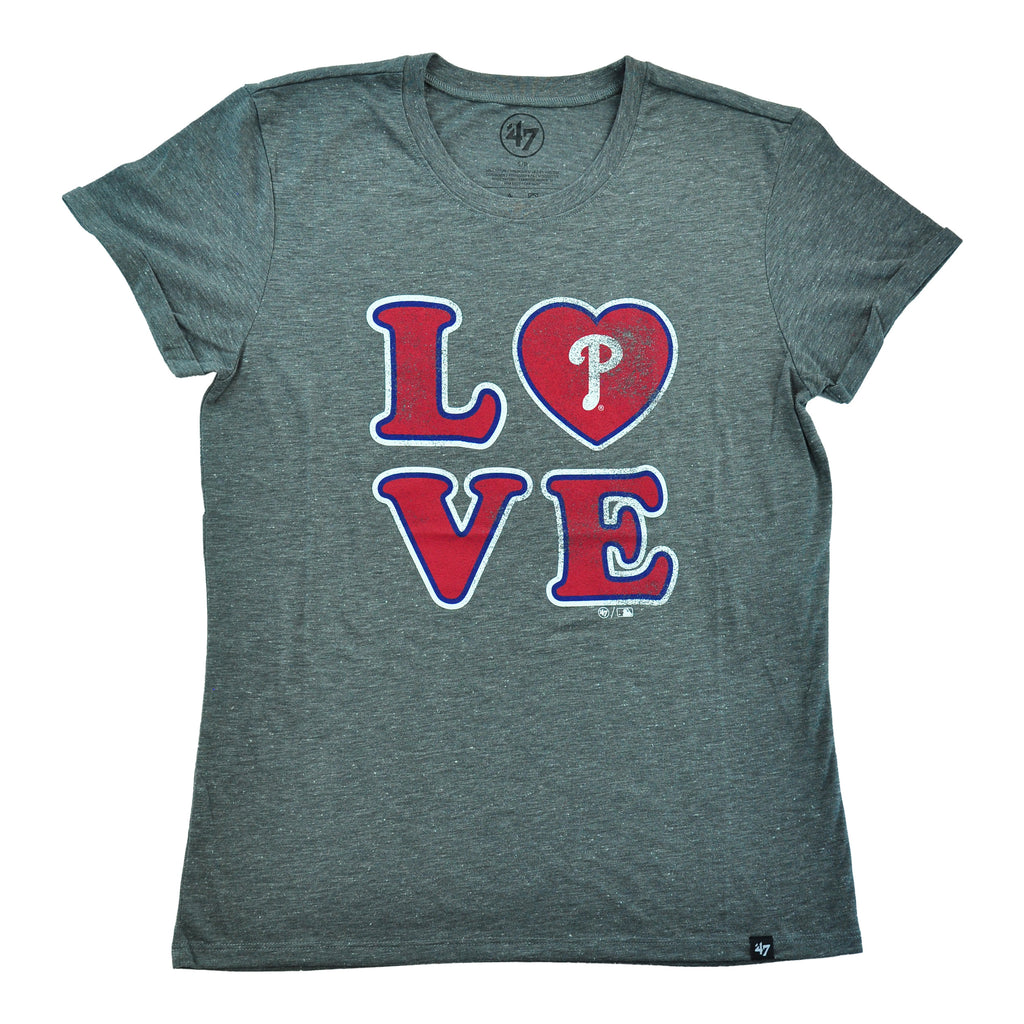 47 Brand / Women's Philadelphia Phillies Red Splitter Raglan Three-Quarter  Sleeve T-Shirt
